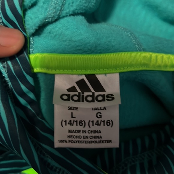 Adidas Blue Striped Hoodie size- L(14/16) - Picture 4 of 5